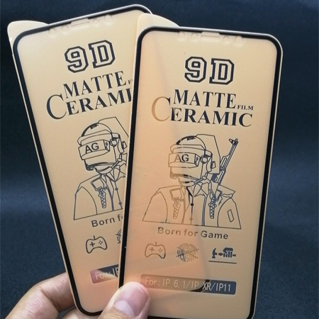 Folie de Protectie, , pentru iPhone 15 Pro Max, Full Cover, Matte Ceramics 9D, Anti-soc, Anti-amprenta, Margini Negre, Transparent [4]