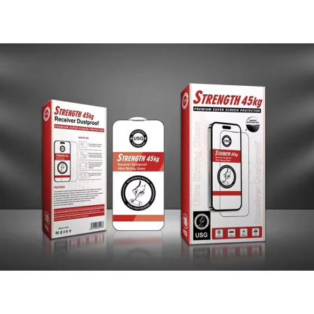 Folie de Protectie, , pentru iPhone 15 Pro, Tempered Glass USG, Ultra Rezistent 45kg, Full Cover, Antistatica, Margini Negre, Transparent [1]