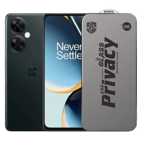 ✨TOATE PRODUSELE✨ - Folie de Protectie pentru OnePlus Nord CE 3 Lite, , Sticla Securizata ESD Antistatica, Super-X Privacy OG, Margini Negre, 0.30 mm, Transparent Inchis