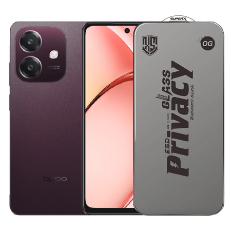 ✨TOATE PRODUSELE✨ - Folie de Protectie pentru Oppo A3, , Sticla Securizata ESD Antistatica, Super-X Privacy OG, Margini Negre, 0.30 mm, Transparent Inchis