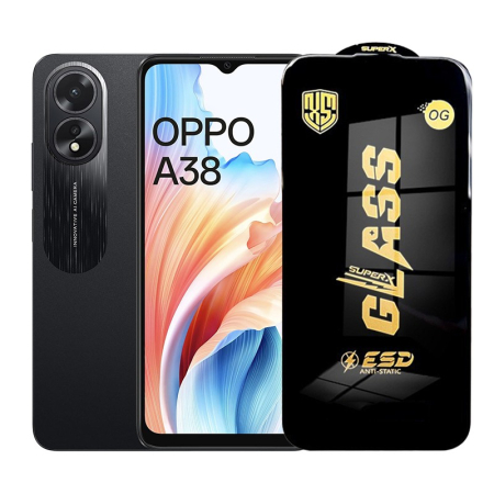 ✨TOATE PRODUSELE✨ - Folie de Protectie pentru Oppo A38, , Sticla Securizata ESD, Margini Negre, Rezistenta la Zgirieturi, Antistatica, 0.35 mm, Transparenta
