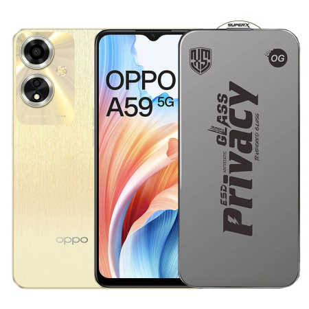 ✨TOATE PRODUSELE✨ - Folie de Protectie pentru Oppo A59, , Sticla Securizata ESD Antistatica, Super-X Privacy OG, Margini Negre, 0.30 mm, Transparent Inchis
