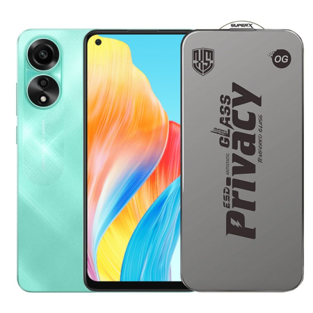 ✨TOATE PRODUSELE✨ - Folie de Protectie pentru Oppo A78, , Sticla Securizata ESD Antistatica, Super-X Privacy OG, Margini Negre, 0.30 mm, Transparent Inchis