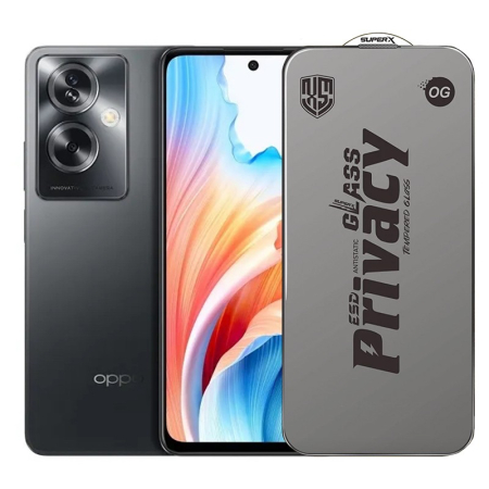 ✨TOATE PRODUSELE✨ - Folie de Protectie pentru Oppo A79, , Sticla Securizata ESD Antistatica, Super-X Privacy OG, Margini Negre, 0.30 mm, Transparent Inchis