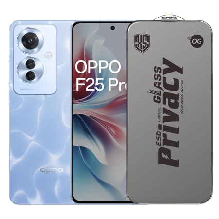 ✨TOATE PRODUSELE✨ - Folie de Protectie pentru Oppo F25 Pro, , Sticla Securizata ESD Antistatica, Super-X Privacy OG, Margini Negre, 0.30 mm, Transparent Inchis