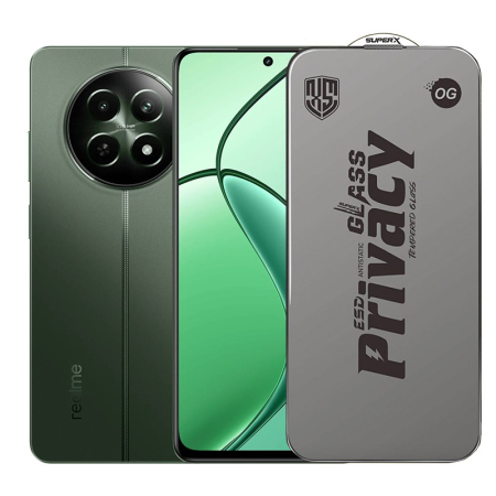 ✨TOATE PRODUSELE✨ - Folie de Protectie pentru Realme 12, , Sticla Securizata ESD Antistatica, Super-X Privacy OG, Margini Negre, 0.30 mm, Transparent Inchis