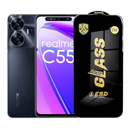 ✨TOATE PRODUSELE✨ - Folie de Protectie pentru Realme C55, , Sticla Securizata ESD, Margini Negre, Rezistenta la Zgirieturi, Antistatica, 0.35 mm, Transparenta