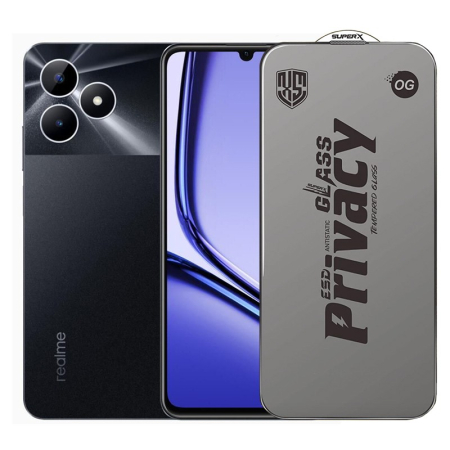 ✨TOATE PRODUSELE✨ - Folie de Protectie pentru Realme Note 50, , Sticla Securizata ESD Antistatica, Super-X Privacy OG, Margini Negre, 0.30 mm, Transparent Inchis
