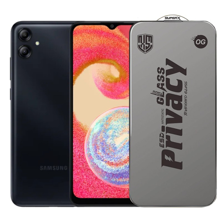 ✨TOATE PRODUSELE✨ - Folie de Protectie pentru Samsung Galaxy A04e, , Sticla Securizata ESD Antistatica, Super-X Privacy OG, Margini Negre, 0.30 mm, Transparent Inchis