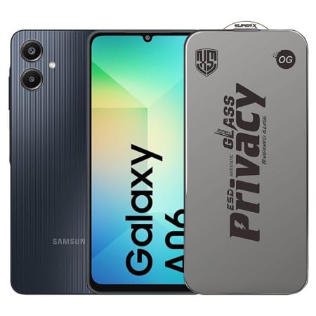 ✨TOATE PRODUSELE✨ - Folie de Protectie pentru Samsung Galaxy A06, , Sticla Securizata ESD Antistatica, Super-X Privacy OG, Margini Negre, 0.30 mm, Transparent Inchis