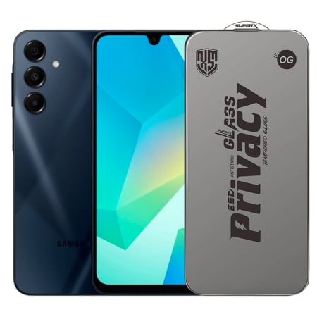 ✨TOATE PRODUSELE✨ - Folie de Protectie pentru Samsung Galaxy A16, , Sticla Securizata ESD Antistatica, Super-X Privacy OG, Margini Negre, 0.30 mm, Transparent Inchis
