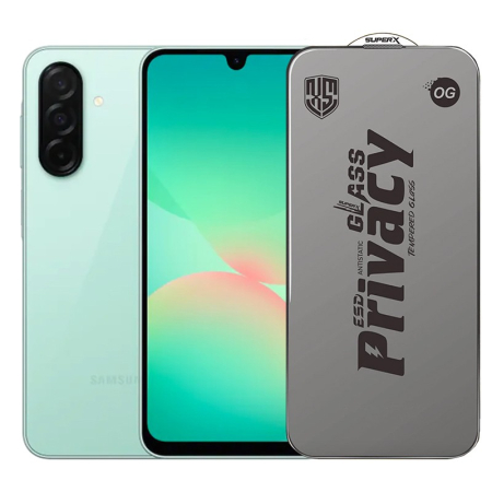 ✨TOATE PRODUSELE✨ - Folie de Protectie pentru Samsung Galaxy A26, , Sticla Securizata ESD Antistatica, Super-X Privacy OG, Margini Negre, 0.30 mm, Transparent Inchis