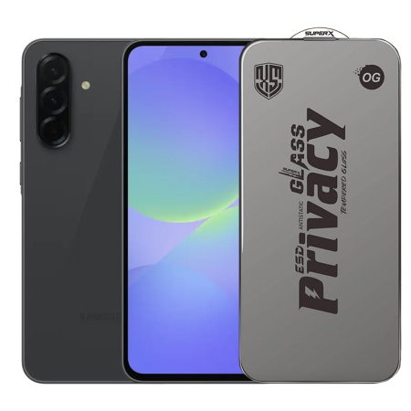 ✨TOATE PRODUSELE✨ - Folie de Protectie pentru Samsung Galaxy A36, , Sticla Securizata ESD Antistatica, Super-X Privacy OG, Margini Negre, 0.30 mm, Transparent Inchis