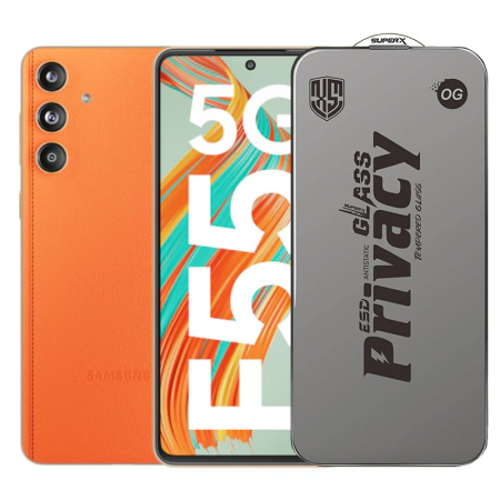 ✨TOATE PRODUSELE✨ - Folie de Protectie pentru Samsung Galaxy F55, , Sticla Securizata ESD Antistatica, Super-X Privacy OG, Margini Negre, 0.30 mm, Transparent Inchis