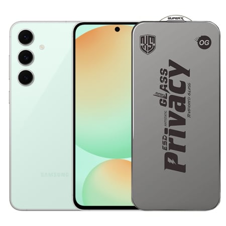 ✨TOATE PRODUSELE✨ - Folie de Protectie pentru Samsung Galaxy S24 FE, , Sticla Securizata ESD Antistatica, Super-X Privacy OG, Margini Negre, 0.30 mm, Transparent Inchis