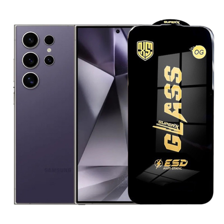 ✨TOATE PRODUSELE✨ - Folie de Protectie pentru Samsung Galaxy S24 Ultra, , Sticla Securizata ESD, Margini Negre, Rezistenta la Zgirieturi, Antistatica, 0.35 mm, Transparenta