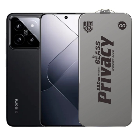 ✨TOATE PRODUSELE✨ - Folie de Protectie pentru Xiaomi 14, , Sticla Securizata ESD Antistatica, Super-X Privacy OG, Margini Negre, 0.30 mm, Transparent Inchis