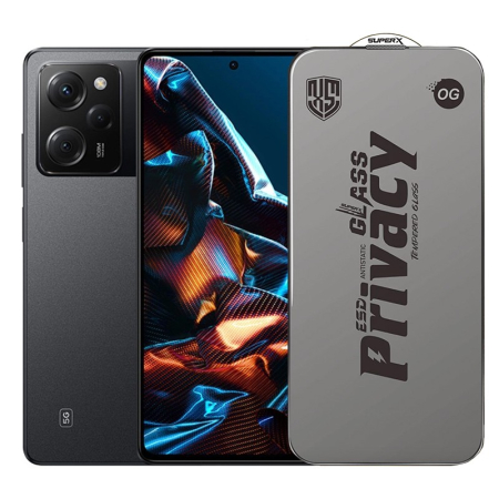✨TOATE PRODUSELE✨ - Folie de Protectie pentru Xiaomi Poco X5 Pro, , Sticla Securizata ESD Antistatica, Super-X Privacy OG, Margini Negre, 0.30 mm, Transparent Inchis