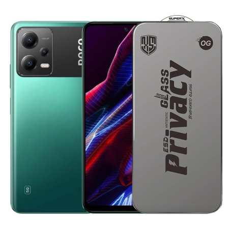 ✨TOATE PRODUSELE✨ - Folie de Protectie pentru Xiaomi Poco X5, , Sticla Securizata ESD Antistatica, Super-X Privacy OG, Margini Negre, 0.30 mm, Transparent Inchis