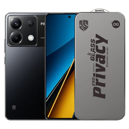 ✨TOATE PRODUSELE✨ - Folie de Protectie pentru Xiaomi Poco X6, , Sticla Securizata ESD Antistatica, Super-X Privacy OG, Margini Negre, 0.30 mm, Transparent Inchis