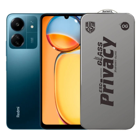 ✨TOATE PRODUSELE✨ - Folie de Protectie pentru Xiaomi Redmi 13C, , Sticla Securizata ESD Antistatica, Super-X Privacy OG, Margini Negre, 0.30 mm, Transparent Inchis