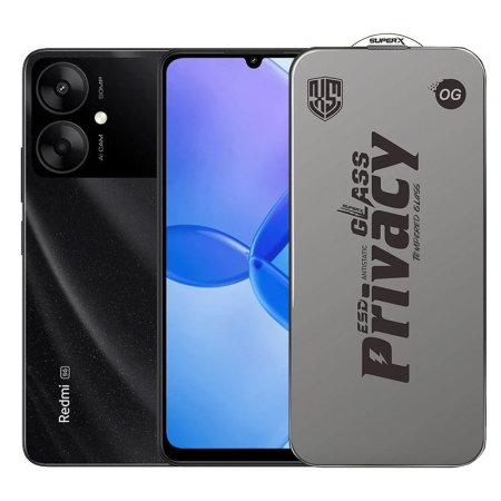 ✨TOATE PRODUSELE✨ - Folie de Protectie pentru Xiaomi Redmi 13R, , Sticla Securizata ESD Antistatica, Super-X Privacy OG, Margini Negre, 0.30 mm, Transparent Inchis