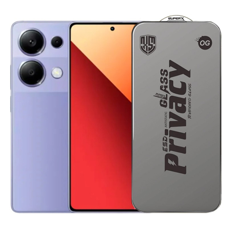 ✨TOATE PRODUSELE✨ - Folie de Protectie pentru Xiaomi Redmi Note 13 Pro, , Sticla Securizata ESD Antistatica, Super-X Privacy OG, Margini Negre, 0.30 mm, Transparent Inchis