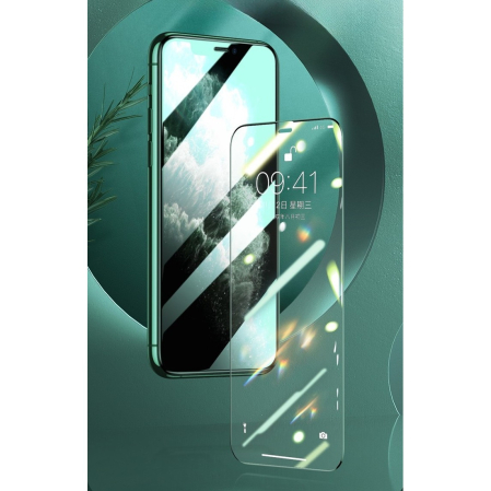 Folie de Sticla Securizata pentru Apple iPhone 15 Plus, , Lumina Verde Anti-Blue Ray, Auto-Aplicare, Protectie Completa 9D, Verde [12]