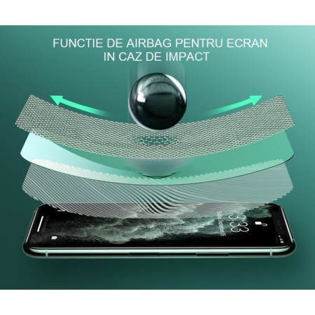Folie de Sticla Securizata pentru Apple iPhone 15 Pro, , Lumina Verde Anti-Blue Ray, Auto-Aplicare, Protectie Completa 9D, Verde [10]