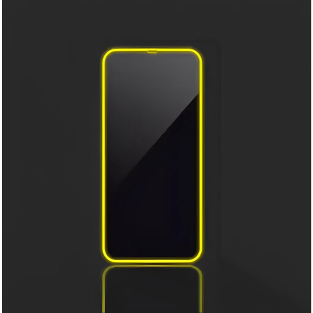 Folie de Sticla Securizata pentru Apple iPhone 15 Pro, , Luminous, Margine Fosforescenta Neon din Silicon, Mat, Anti-Amprenta, Protectie Completa, 9H, Galben [1]