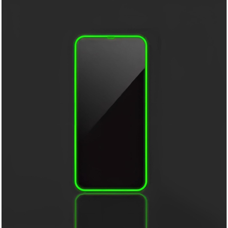 Folie de Sticla Securizata pentru Apple iPhone 15 Pro, , Luminous, Margine Fosforescenta Neon din Silicon, Mat, Anti-Amprenta, Protectie Completa, 9H, Verde [1]