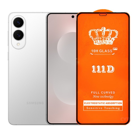 Folie Sticla Securizata 111D - Folie Securizata pentru Samsung Galaxy S25 Edge, , Sticla de Protectie Compatibila cu Samsung Galaxy S25 Edge, Full Cover Series 111D, 10H GLASS, Margini Negre, Transparent