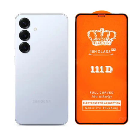 ✨TOATE PRODUSELE✨ - Folie Securizata pentru Samsung Galaxy S25, , Sticla de Protectie Compatibila cu Samsung Galaxy S25, Full Cover 111D, 10H GLASS, Margini Negre, Transparenta