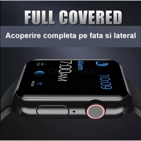 Folie Sticla pentru Apple Watch Series 2/3 38 mm adeziv pe margine Negru [13]