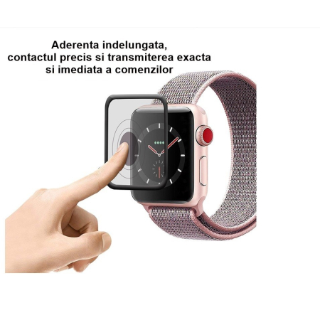 Folie Sticla pentru Apple Watch Series 2/3 38 mm adeziv pe margine Negru [9]