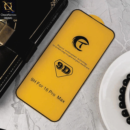 Folie Sticla Securizata, , Compatibila cu Apple iPhone 16 Pro Max, Full Cover 9D, HD, Margini Negre, Transparenta [3]