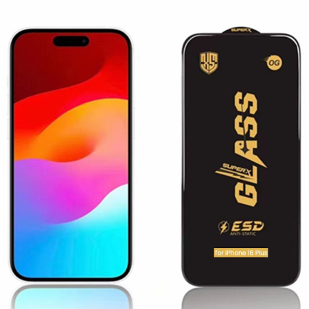 Folie Sticla Securizata pentru iPhone 16 Plus, , Folie compatibila cu Apple iPhone 16 Plus, Sticla ESD, Super HD Glass, Anti-static, Margini Negre, Transparent [1]