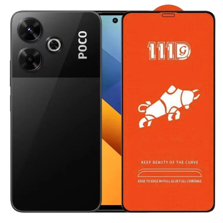 ✨TOATE PRODUSELE✨ - Folie Sticla Securizata pentru Xiaomi Mi Poco M6, , Sticla de Protectie Compatibila cu Xiaomi Mi Poco M6, Full Cover 111D, HD, Margini Negre, Transparenta