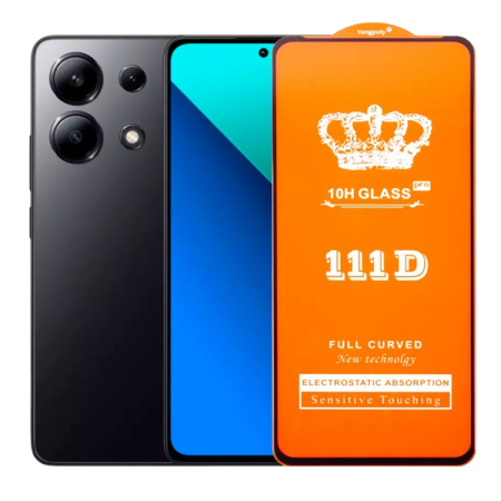 ✨TOATE PRODUSELE✨ - Folie Sticla Securizata pentru Xiaomi Redmi Note 13, , Compatibila cu Xiaomi Redmi Note 13, Full Cover 111D, HD, Margini Negre, Transparenta