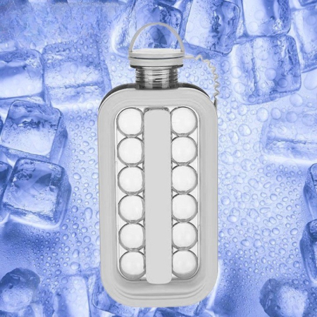 Forma pentru Gheata 2 in 1 Portabila, , Tavita sub Forma de Sticla, Diametru 3 cm, Multifunctional, 17 Bilute de Gheata, 27.5 x 11.4 x 5.5 cm, Culoare Alb [4]