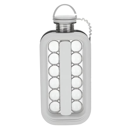 ✨TOATE PRODUSELE✨ - Forma pentru Gheata 2 in 1 Portabila, , Tavita sub Forma de Sticla, Diametru 3 cm, Multifunctional, 17 Bilute de Gheata, 27.5 x 11.4 x 5.5 cm, Culoare Alb