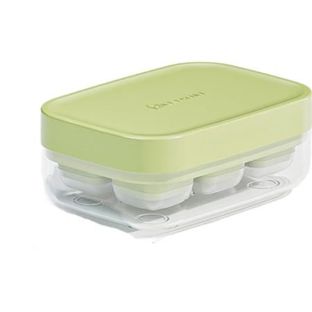 ✨TOATE PRODUSELE✨ - Forma pentru gheata cu presa , din silicon alimentar, 6 cuburi, caserola pentru depozitare, usor de folosit si curatat, 10.5 x 7.5 x 4.1 cm, verde
