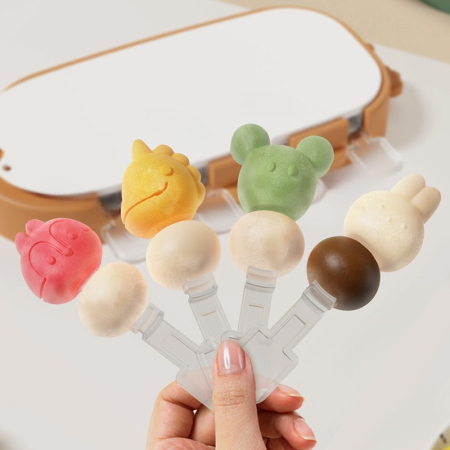 Forma pentru inghetata , 4 compartimente, forme cu animalute, materialsilicon si ABS, 21 x 12.8 x 3cm, portocaliu [2]