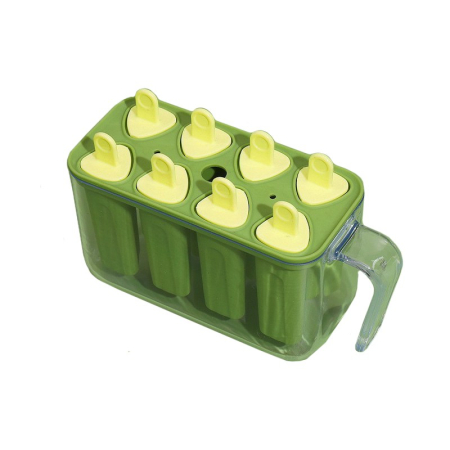 Forme cuburi de gheata - Forme de inghetata, , 8 Forme din Silicon, Forma pentru Inghetata din si Sucuri Ghetate, 13 x 10 x 6.5 cm, Verde