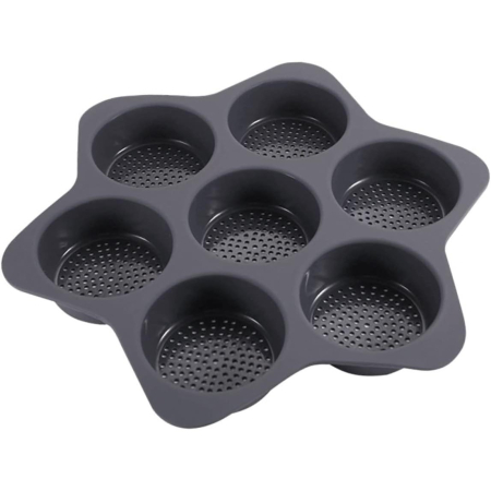 Forme de Silicon pentru Copt, , 7 Forme Rotiunde, pentru Burgeri si Prajituri, 38.5 x 4 cm, Negru [6]