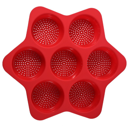 Ustensile pentru Bucătărie - Forme de Silicon pentru Copt, , 7 Forme Rotiunde, pentru Burgeri si Prajituri, 38.5 x 4 cm, Rosu