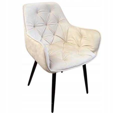 SCAUNE - Fotoliu catifea tapitat, cu spatar inalt si design cu cusaturi, 55x60x89 cm, bej