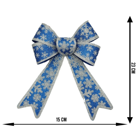 Funda pentru brad, Albastra, model de nea, cu margini argintii, 15 x 23 cm, PVC,  [5]