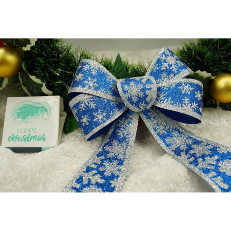 Funda pentru brad, Albastra, model de nea, cu margini argintii, 15 x 23 cm, PVC,  [4]