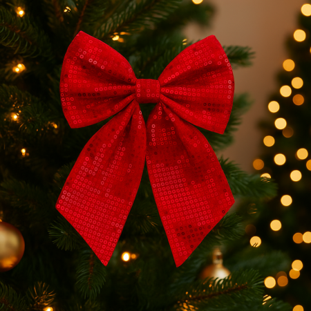 Fundita decorativa cu paiete pentru bradul de Craciun, 20x24 cm, rosu [1]